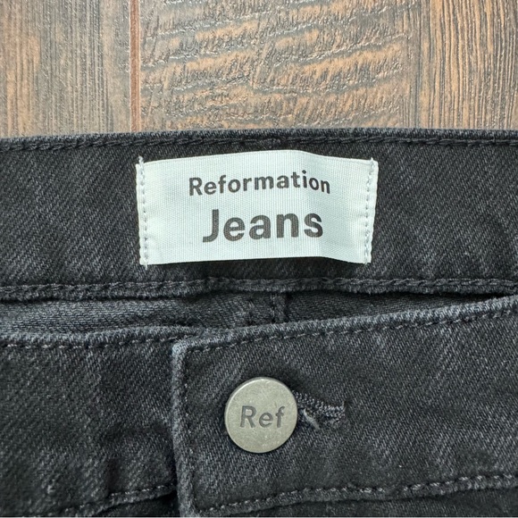 Reformation Size 31 Black Straight Leg High Rise Jeans - Picture 3 of 7